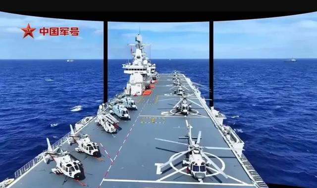 我国新型“准航母”震撼登场，载重达4万吨，甲板上布满15架直升机，直-20直升机大批量登舰-萨沙资源分享网