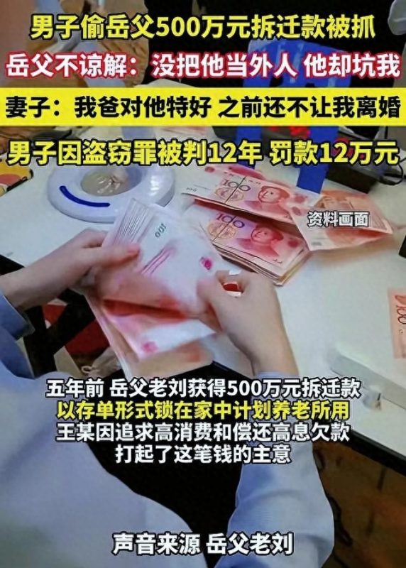 贪婪之心难填！女婿窃取老丈人500万元拆迁补偿金，伪造存款证明，被判刑12年-创优资源分享网