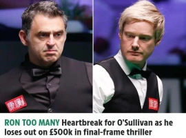 在成功进入决赛之际，奥沙利文表现出了一贯的谦逊态度，他坚信罗伯逊的胜利是完全应得的。-创优资源分享网