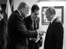 特朗普在社交平台上分享了自己与俄罗斯总统普京的合照，并附上了与历史照片的对比。-创优资源分享网