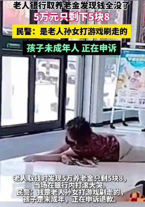 在孙女不经意间将5万元养老金挥霍于网络游戏之际，这一事件揭示了我国3亿老年人正面临的数字支付难题。原本用于养老的5万元如今仅剩5元8角，这一现象令人深思。-同恩资源分享网